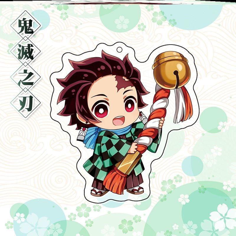 Keychain Pendant Anime Demon Slayer Kimetsu No Yaiba Kamado Tanjirou Double Sided HD Bag Pendant Gift For Fans Cosplay Props Jewelry Gift