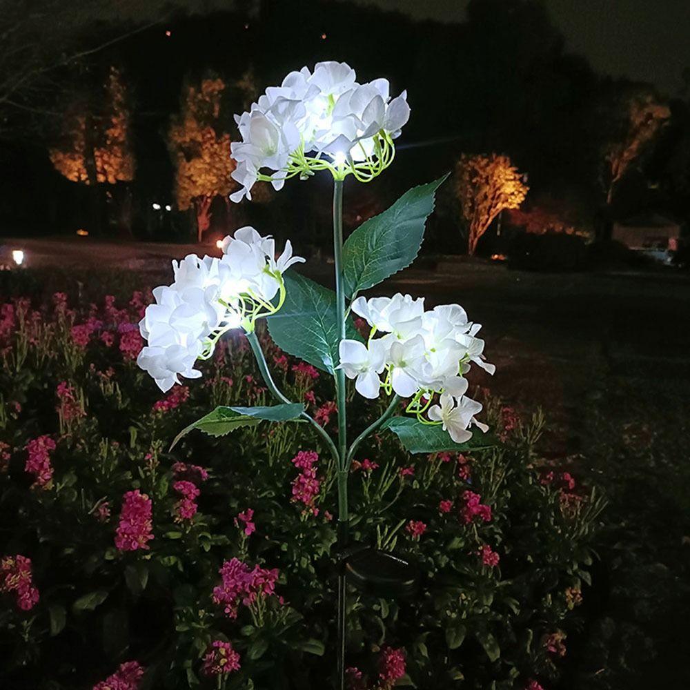 3 Head Simulated Hydrangea Flower Solar Led Light Waterproof Outdoors Lawn Mounted Lights Realistic Flower Light