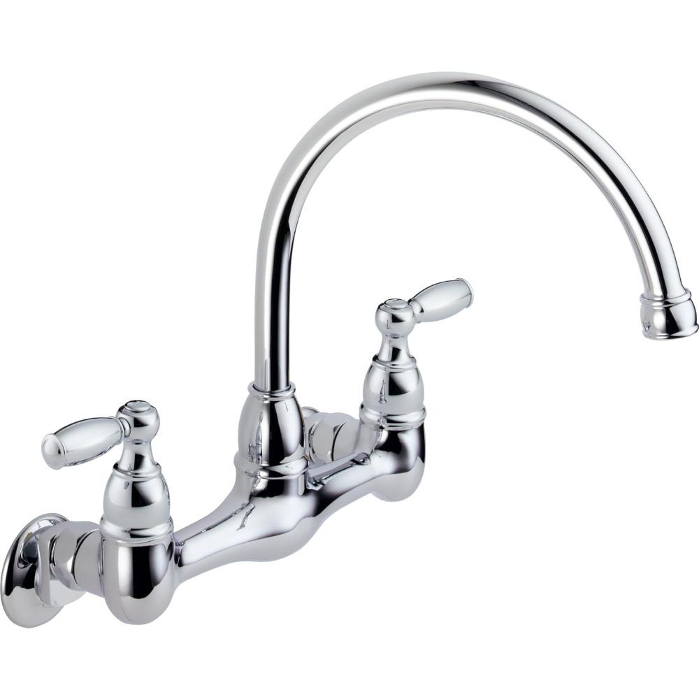 

Claymore 2-Handle Wall-Mount Kitchen Sink Faucet, Chrome United States