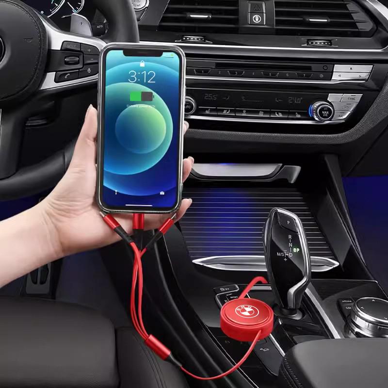 XMVPW1 For BMW Hot 2025 Car 3 In 1 Fast Scalable Charger USB Type-C Ports Data Cable For BMW X1 X2 X3 X5 X4 X6 X7 E46 E90 G30 G20 G32 G