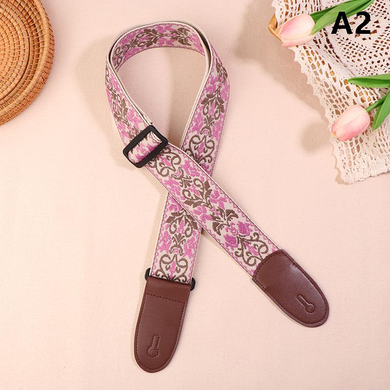 Gitarrengurt Bass Baumwolle Leder Stickerei Gurte Verstellbarer Halsgurt E-Gitarre Akustikgitarre Bass Zubehör