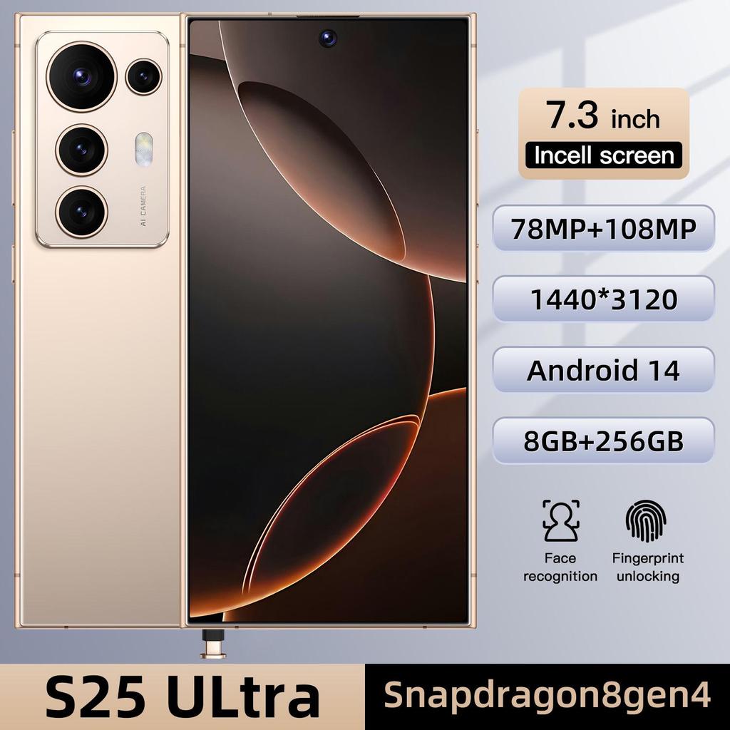 S25 Ultra Mobile Phone: 7.3-inch Large Screen, Built-in Pen, 8+256GB, Global Bestseller