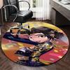1pc Anime Design Round Carpet - Office Chair Mat with Golden Floral Pattern, Non-Slip Rug for Home Decor