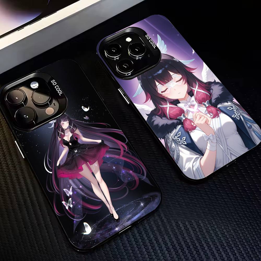 G-Genshin l-Impact Girl Columbina-gic Phone Case For iPhone 17,16,15,14,13,12,11 Plus,Pro Max,Colored Silver Plated Inside Cover