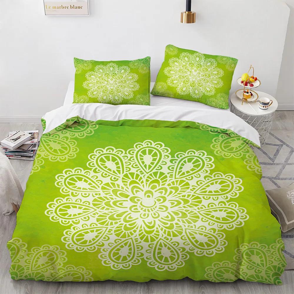 Bohemia King Bed Cover Set Luxury Print Mandala Bedroom Quilt Cover Bedding Sets Black High-grade Duvetcover&2pcs Pillowcase