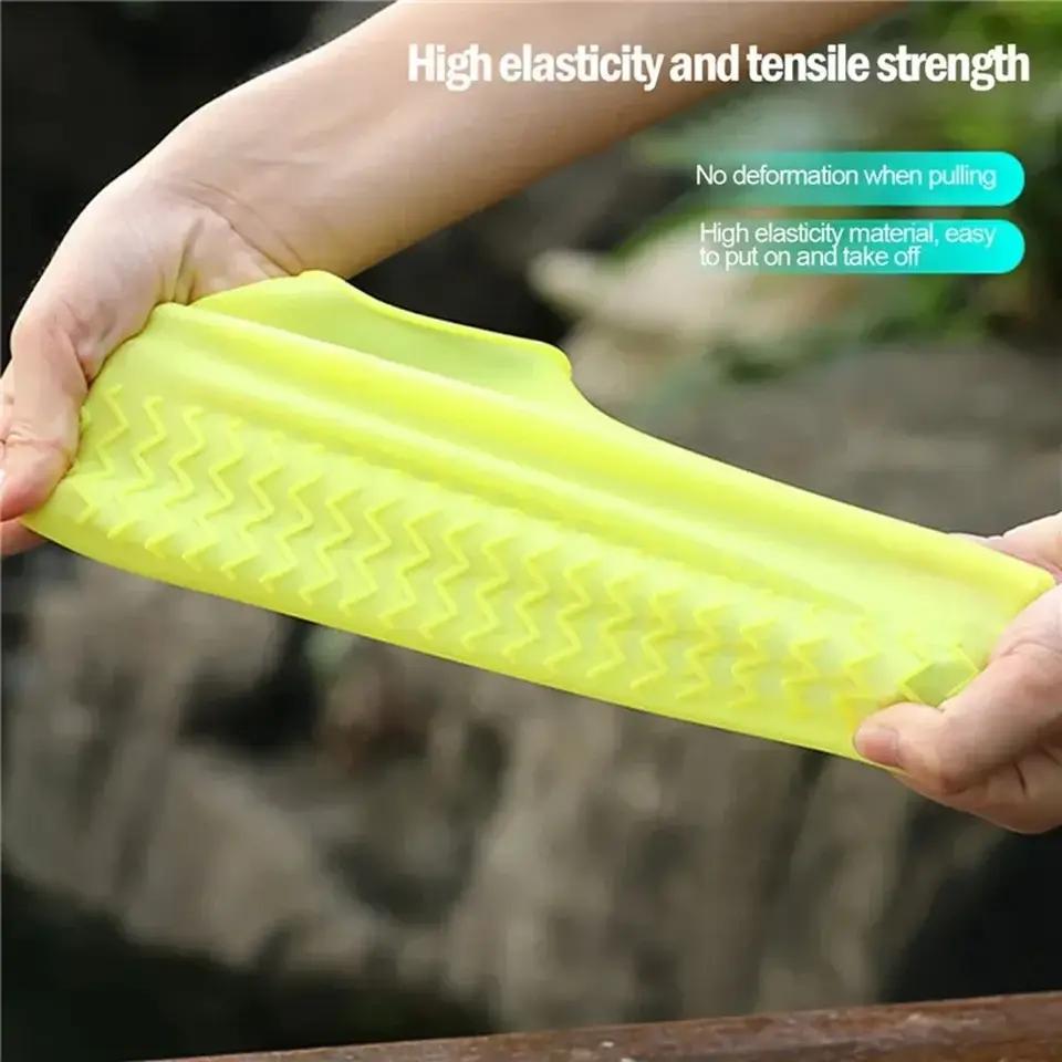 2pcs Waterproof Non-slip Silicone Shoe High Elastic Wear-resistant Unisex Rain Boots for Outdoor Rainy Day Reusable Shoe Cover