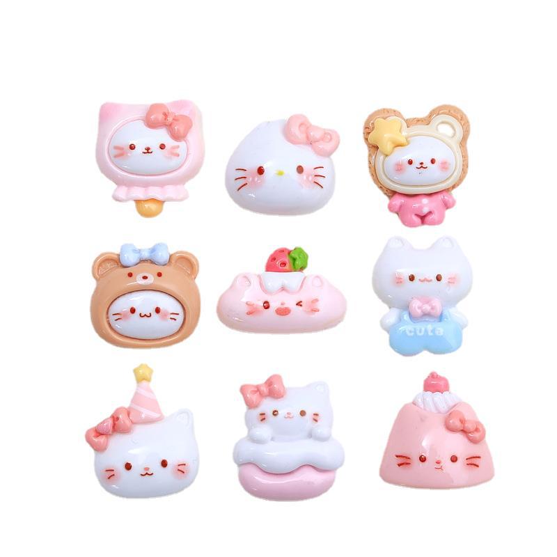 Glossy Cartoon Kitty Resin Shoe Buckle & Hair Clip DIY Accessory