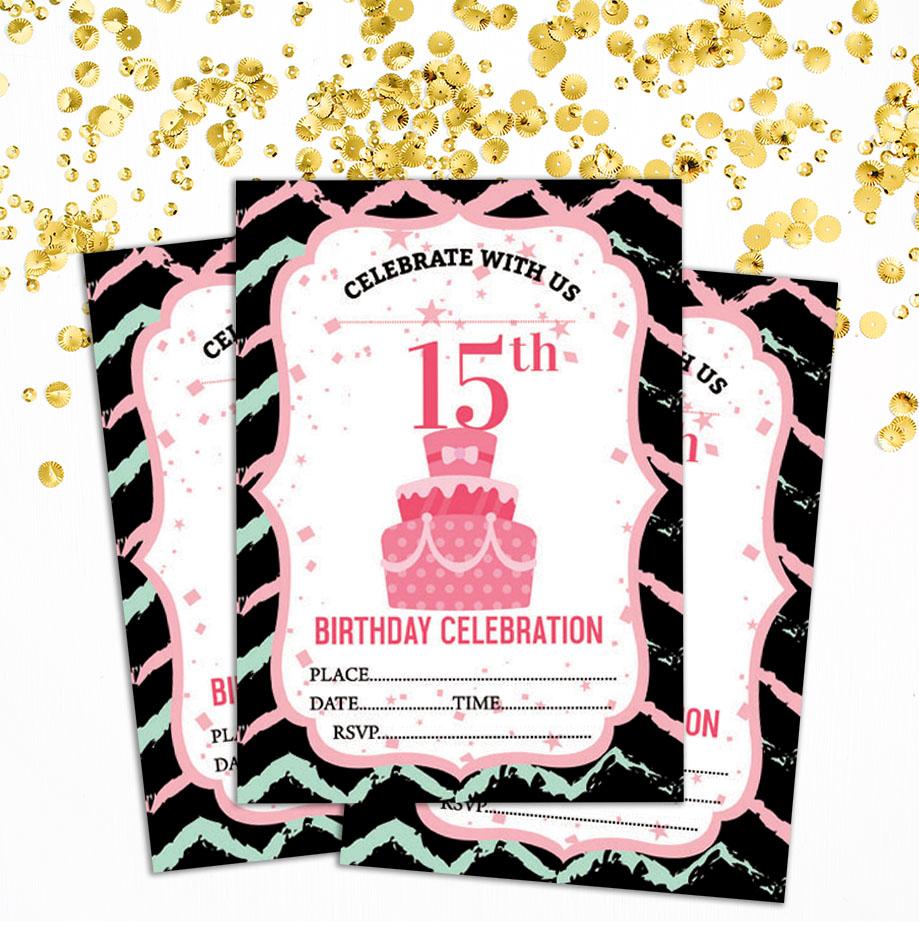 Darling Souvenir White Birthday Invitation Card 28 Pcs Fill or Write In Blank Invites Printable Party Supplies 5 X 7