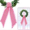 Festival Ribbon Sash Fall Scalloped Wreath for Front Door 55 Inch Plaid Gingham Autumn Thanksgiving Harvest Yard Porch Doorway Indoor Outdoor