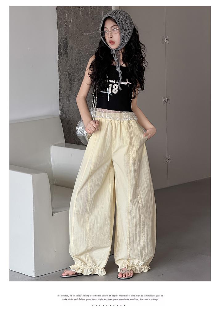 Girls' Summer 2026 New Flower Bud Lightweight Casual Pants, Korean Version Loose Wide Leg Pants for Adults and Children