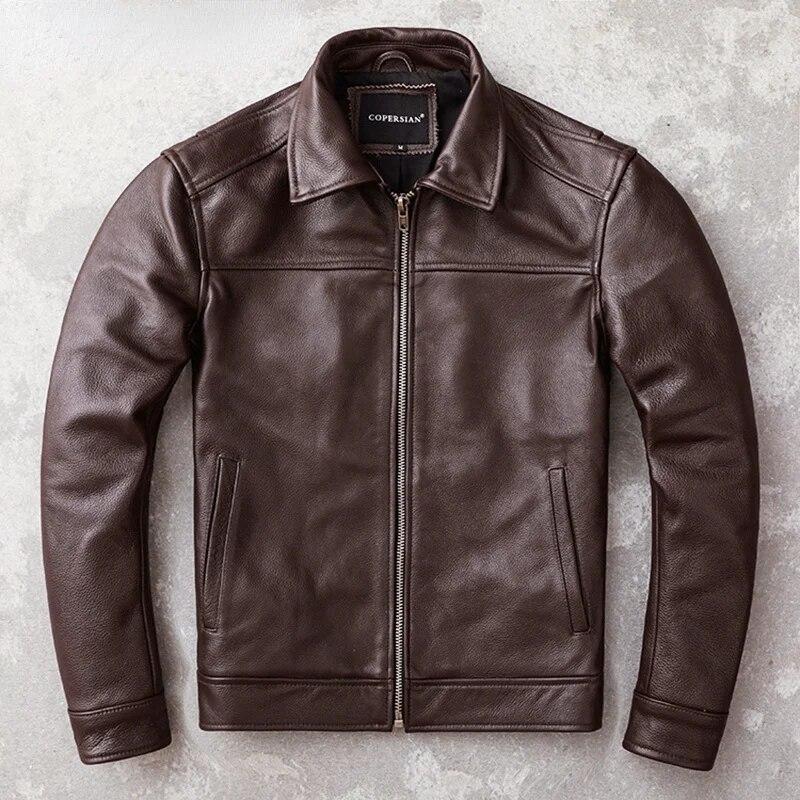 Men's Real Cowhide Jackets Genuine Leather Jacket Men Clothing Autumn Coat Mens Clothes Jaqueta Couro Legítimo Masculino