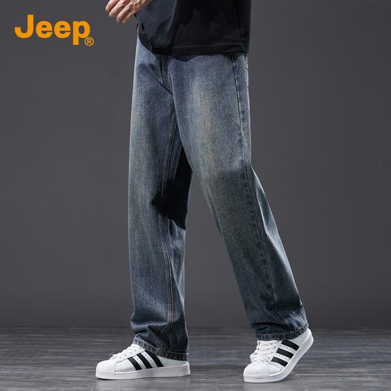 Jeep Men's Vintage Loose Straight Denim Jeans