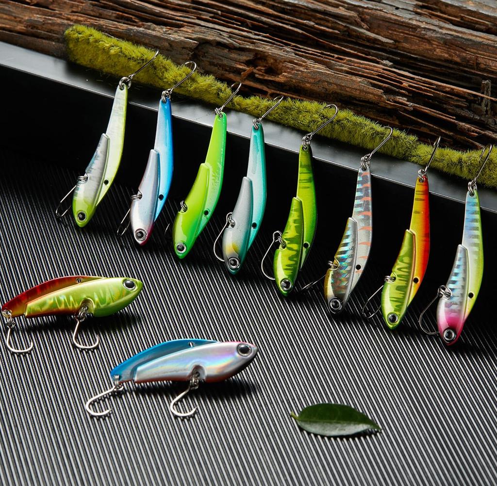 KOKO Lures Sea Bass Metal Vibe Iron Plate Vibe Set for Sea and Bluefish Day Player Vibe - 4-Color (10g, 13g, 26g) Bass, Flounder, -
