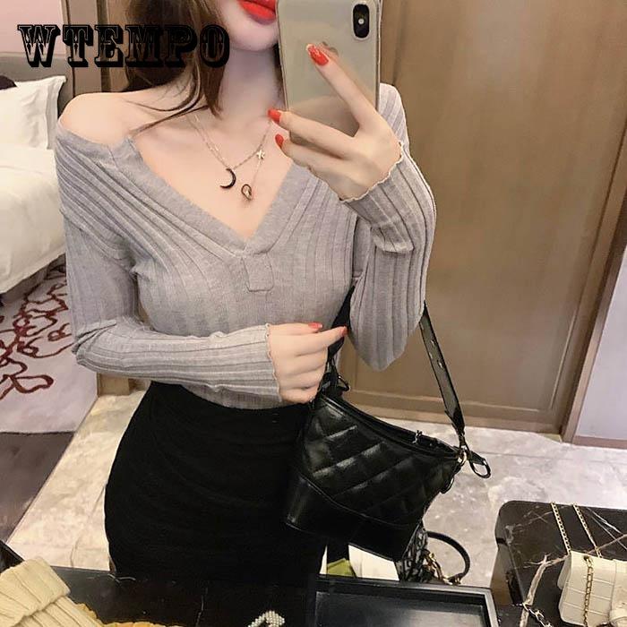 

Женский теплый обтягивающий сексуальный свитер с v-образным вырезом для ночного клуба, толстая полосатая вязаная нижняя рубашка, пальто