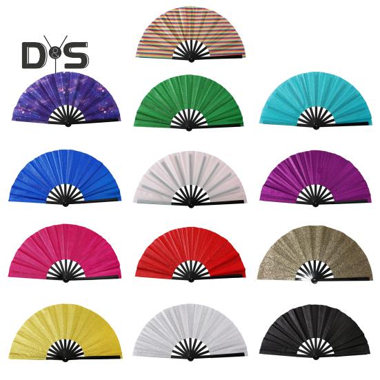 Glitzernder Kung-Fu-Faltfächer, Tanzperformance, Handventilator, tragbar, leicht, Sommer-Kühlventilator, Dekoration, Party-Zubehör