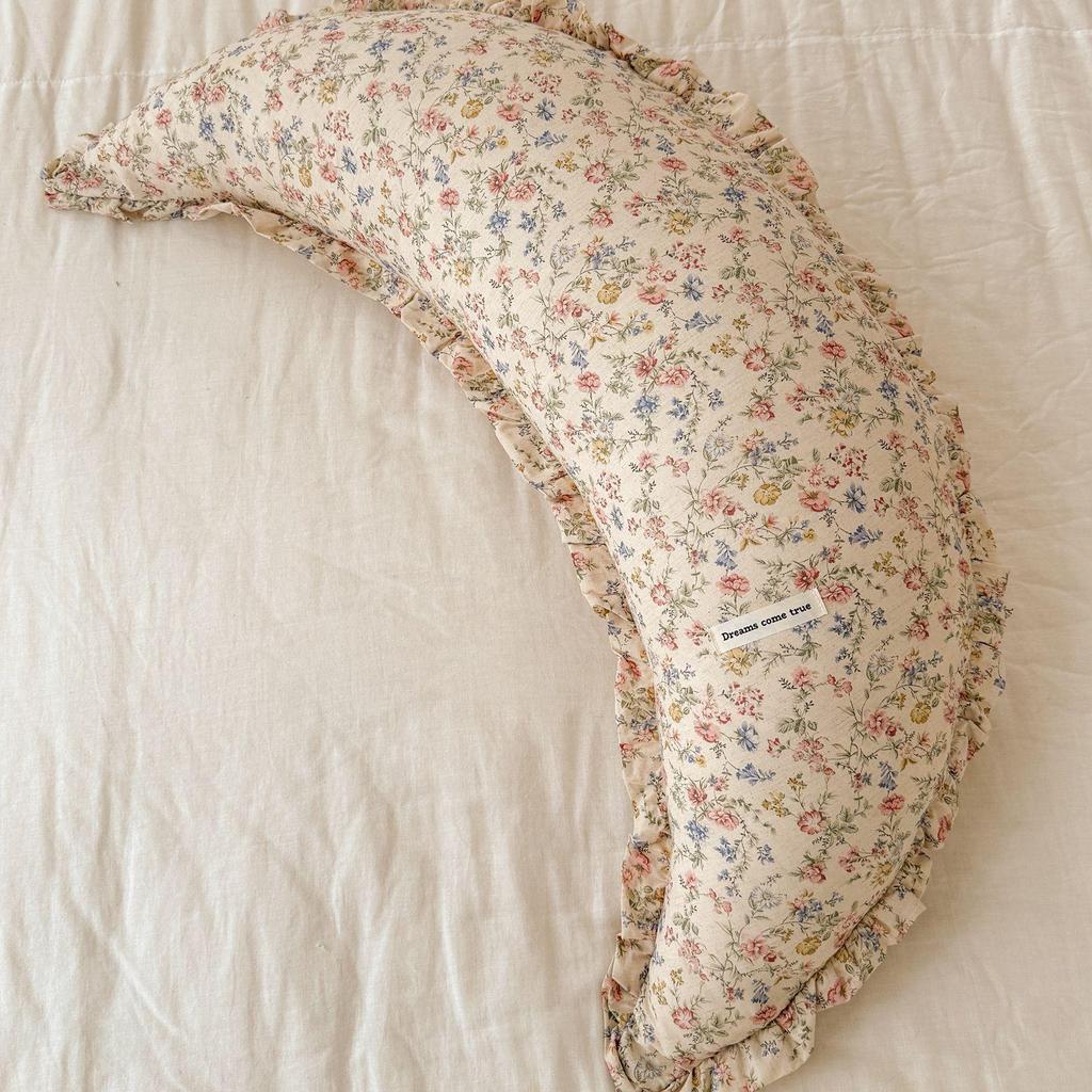 Cuscino a Mezzaluna in Cotone e Lino Lavabile: Supporto lenitivo per schiena, testiera del letto e gravidanza