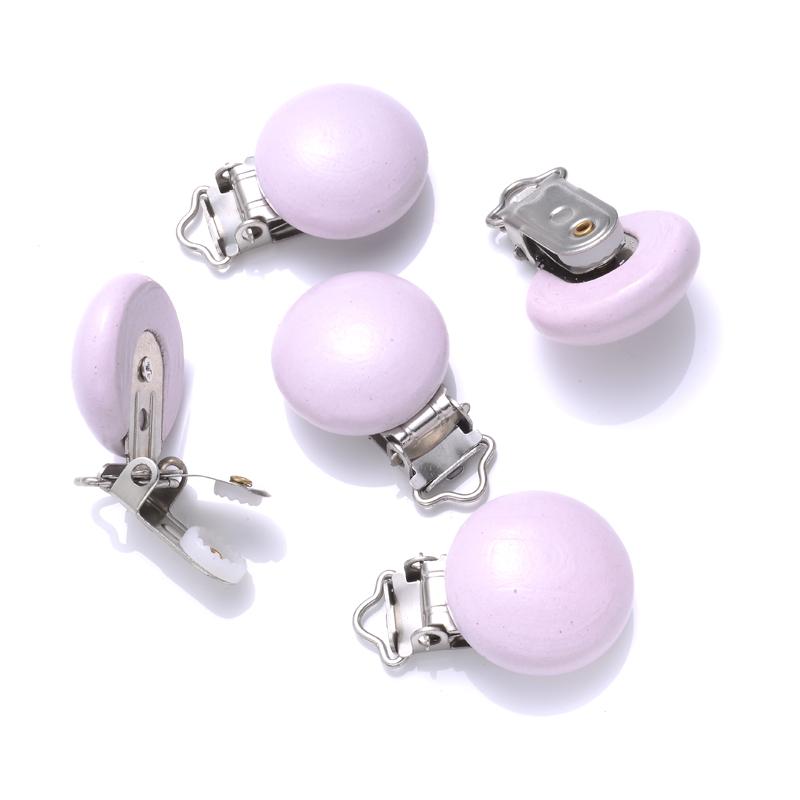 10Pcs Baby Pacifier clips 30mm Round Wooden Dummy Nipple Holder Clip for DIY Nursing Pacifier Chain Teething Toy Accessories