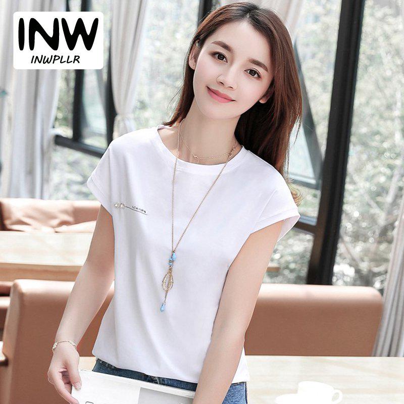 Buy INWPLLR Summer T-shirt Women Tops Tees Female Batwing Sleeve