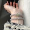 Handmade 6mm Smoke Grey Double Loop Glass Bracelet, Retro New Chinese National Style Unisex Jewelry, Travel Souvenir