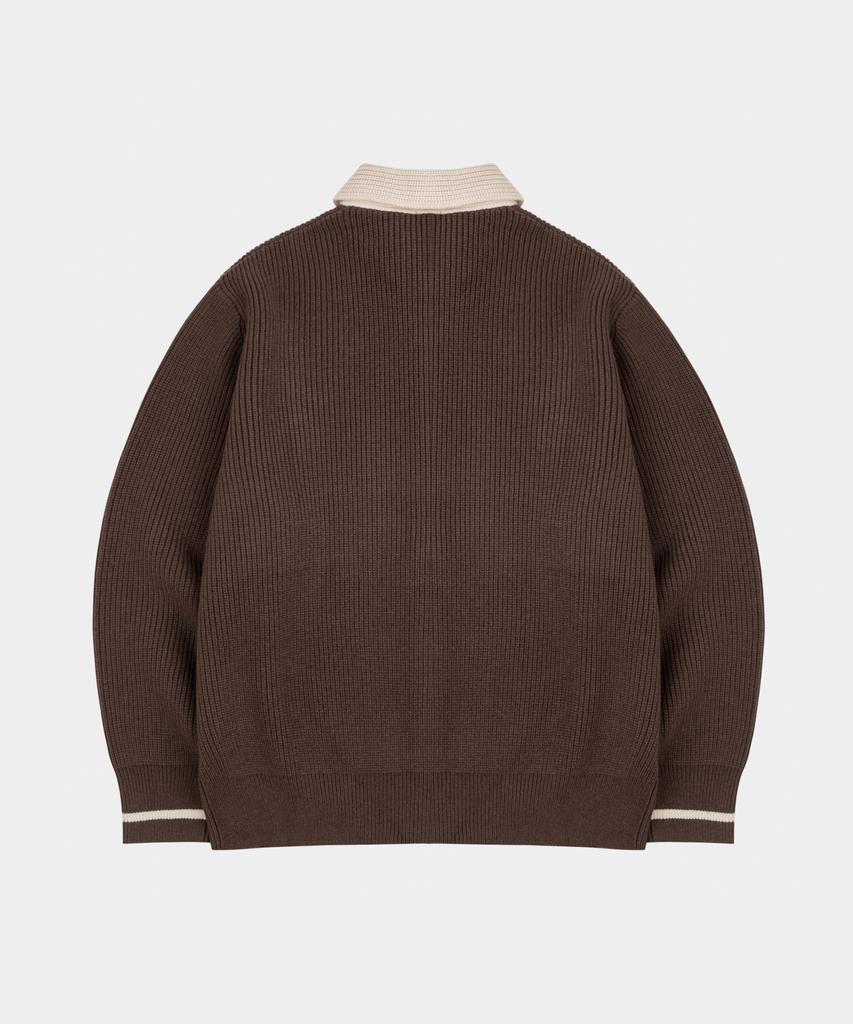 LETTERCOMO Teddy Blossom Essential Knit Zip-Up Brown