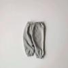 Korean-Style Unisex Baby Sweatshirt and Pants Set - Solid Color with Webbing Stripe Patchwork for Autumn and Spring.