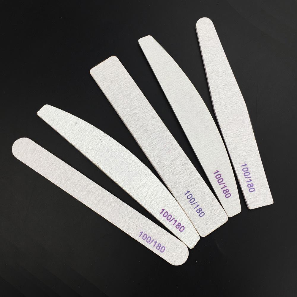 Professional Nail Sanding Files 100/180 Grit - Grey & White Sandpaper for Manicure & Grinding