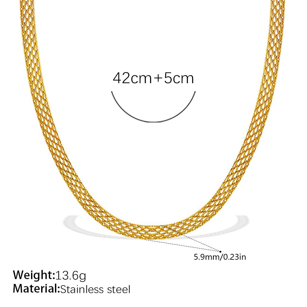 European & American Woven Mesh Stainless Steel Necklace & Bracelet Set – Simple Hollow-out Design
