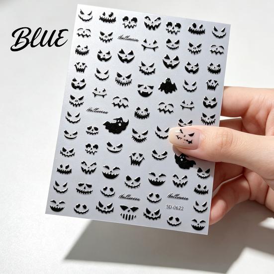 Halloween Nail Stickers Art Stickers 3D Embossed Skeleton Hand Pumpkin Bat Professional Salon Accessories Black Decals Self-Adhesive Manicure