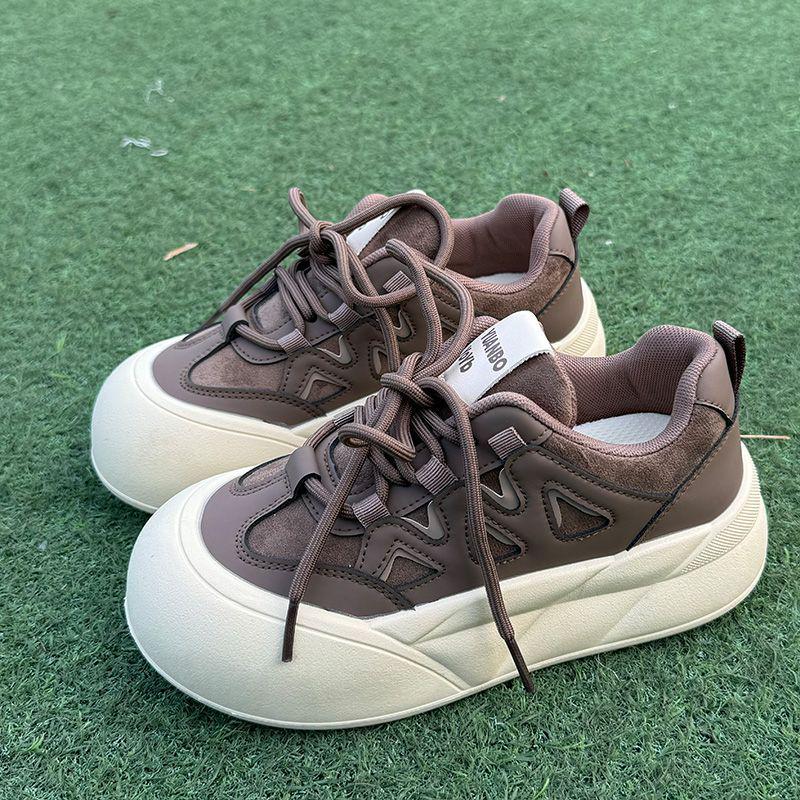 

Женские кроссовки кремово-белого цвета на толстой подошве, размеры плюс 35-43, горячо продаваемые повседневные туфли-хлебушки с большим пальцем 41-42. Size 35, slightly small