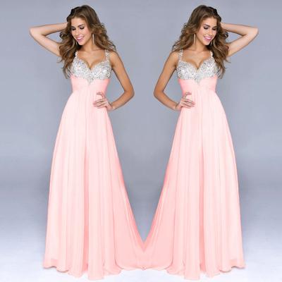 Women's Evening Dress Wish Chiffon Sequined Suspender Dress