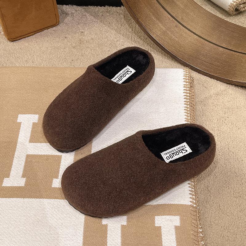 Internet celebrities super fire thick bottom velvet warm fluffy slippers women's new autumn and winter wear soft bottom cotton slippers