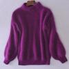 Korean Style Lantern Sleeve Mink Fur High Collar Pullover Sweater (2025)