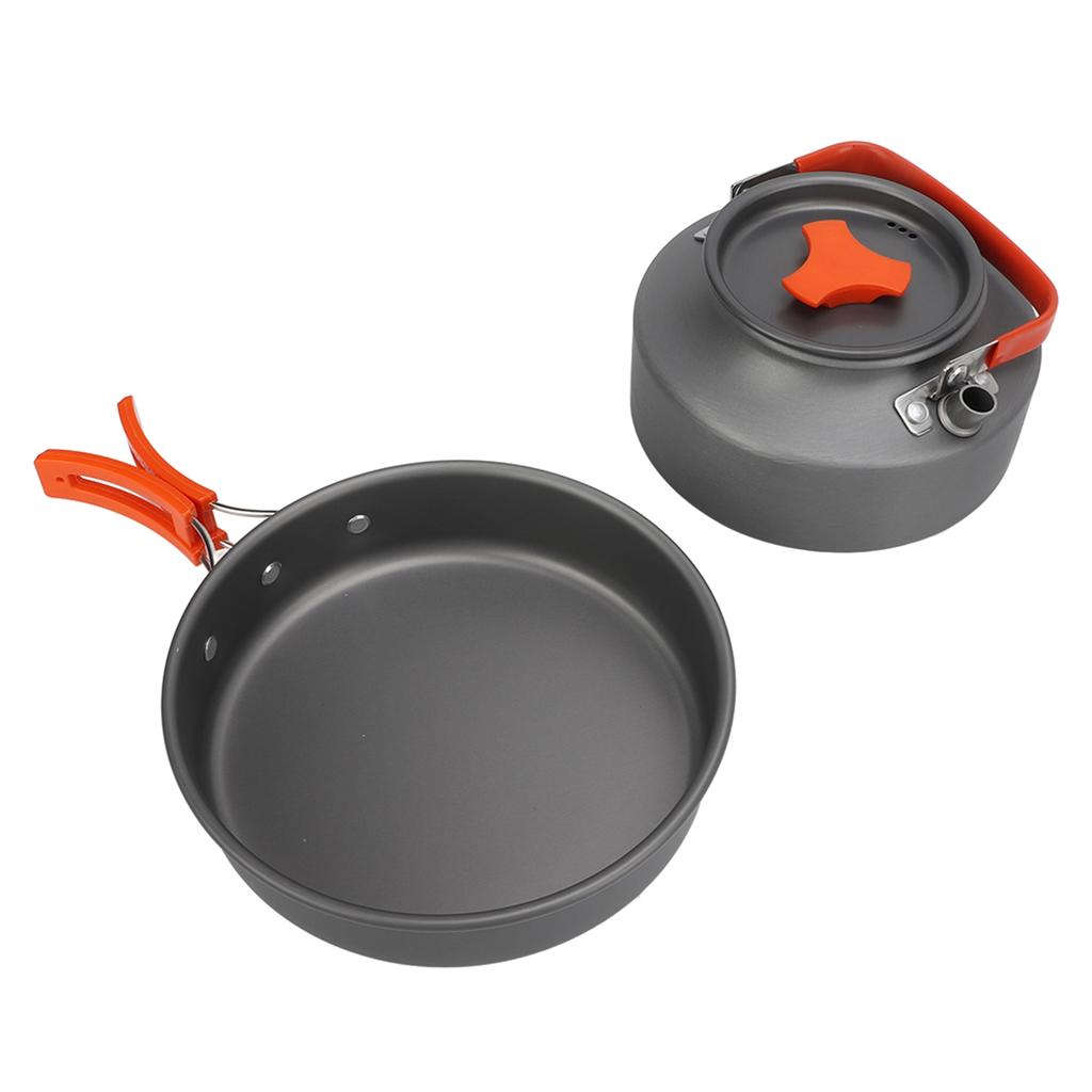 Kempingová sada na vaření s čajovou konvicí a úložnou taškou, pánev, přenosná kempingová sada nádobí pro 2 až 3 osoby