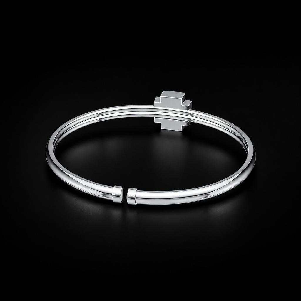 S925 Sterling Silver Open Cuff Bangle D VVS Moissanite Square Pave Setting Bracelet Women Fine Jewelry Pass Diamond Tester