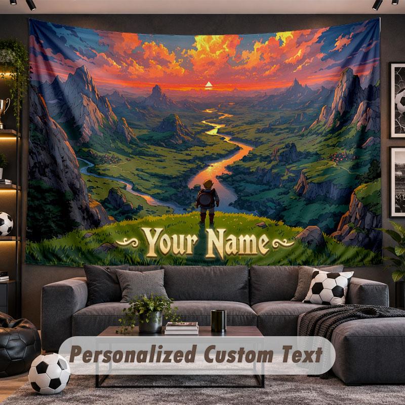 Wall Hanging Tapestry Custom NameZelda Pattern Personalized Printed Fabric Wall Decor