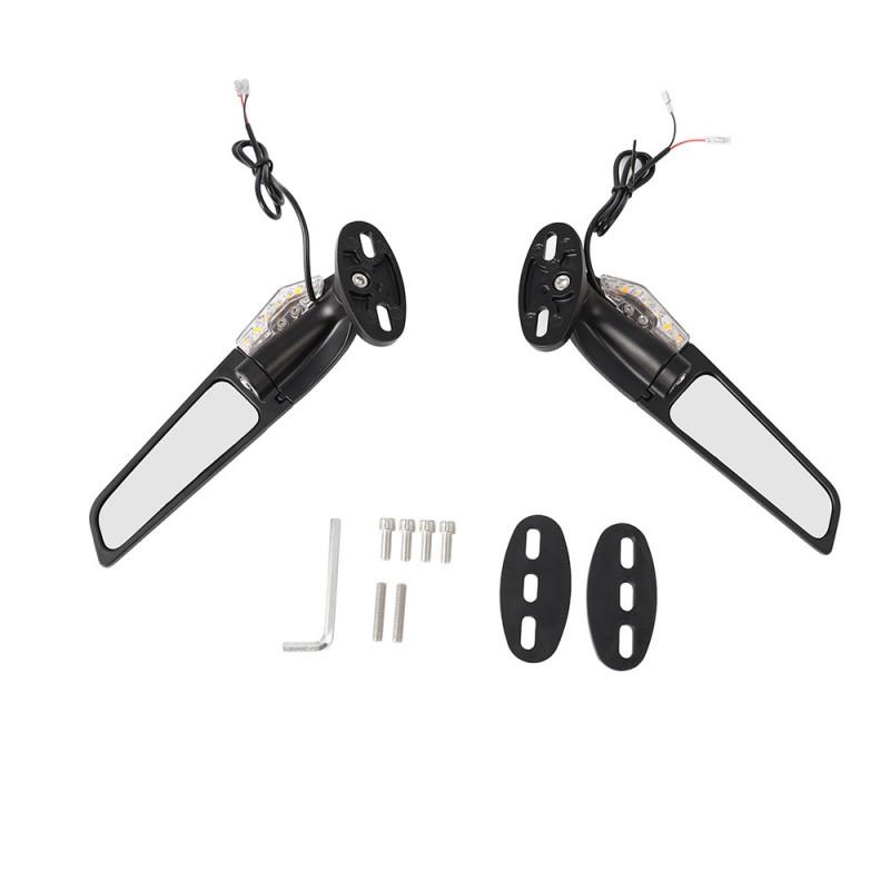 Motorcycle Rearview Mirror With Integrated LED Turn Signal Winglet Fairing Spoiler Sportbike Style Customization