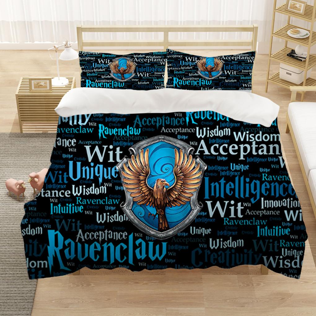 Marauders Map Four Magic College 3Pcs Duvet Cover Sets Cartoon Bedding Set Sheet Children Room Bed Sheet Pillow Case