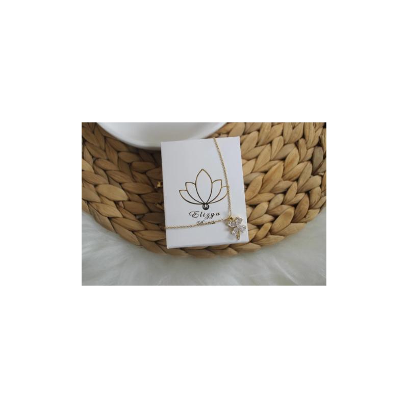 

ELİZYA BOUTIQUE Ожерелье из стали, золота, клевера и циркона YONCATAŞ золотой