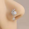 Women Fashion Floral Teardrop Dangle Nose Ring Festival Gifts Universal Girls L-Shaped Sparkling Zircon Nose Piercing Stud Set