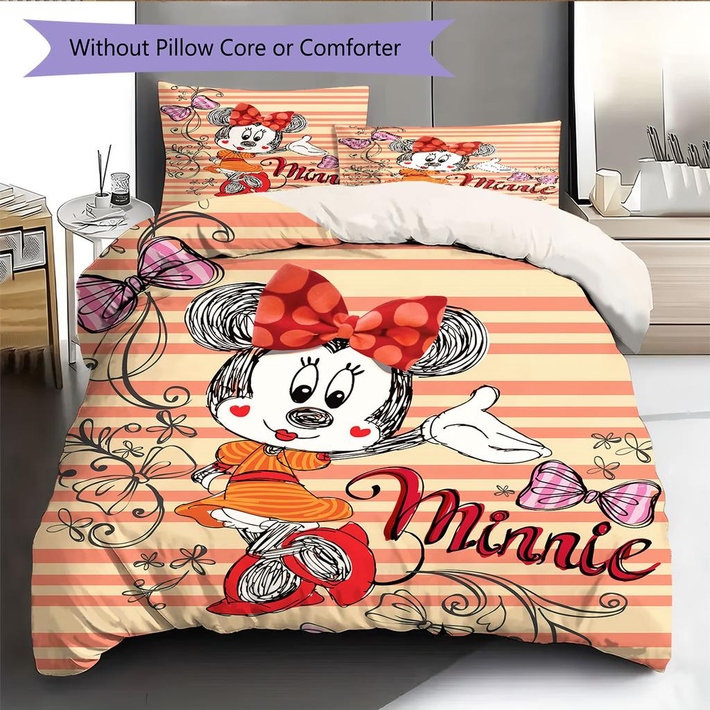 Minnie Mouse Hand-drawn Style Colored Pencil Bedding Set, Warm and Comfortable A Perfect Choice for Decorating A Child's Bedroom
