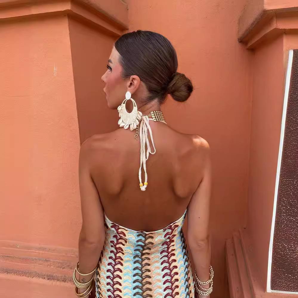 Tiefem V-Ausschnitt Sommerkleider für Frauen Sexy hohe Taille ärmellos rückenfrei Halfter Vestidos 2024 Neue Dame elegante Party Abendkleid