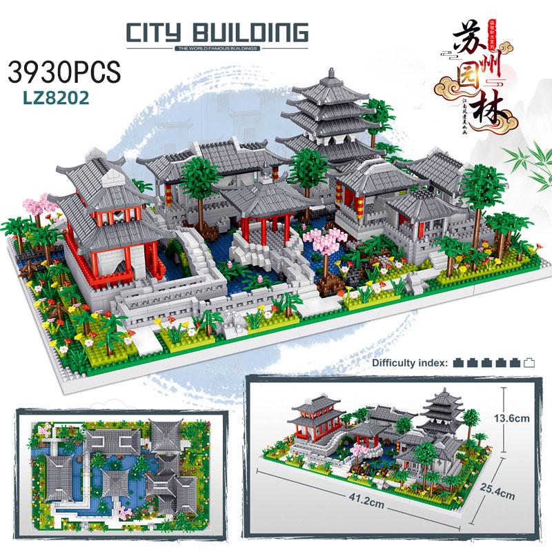 Classical House China Traditional Architecture Micro Diamond Block 3In1 Suzhou Gardens Creative Building Brick Toys Nanobricks