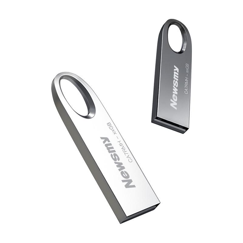 Newman Водонепроницаемый Металлический USB-накопитель (64 ГБ, 32 ГБ, 8 ГБ) - Универсальный для автомобиля, телефона, компьютера, поддержка гравировки 8GB серебряный
