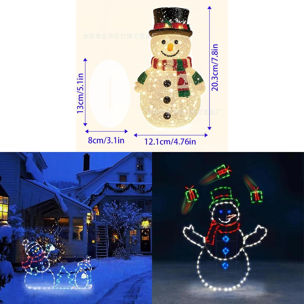 Christmas Snowman Metal Garden Decor With Lights For Holiday Festivities