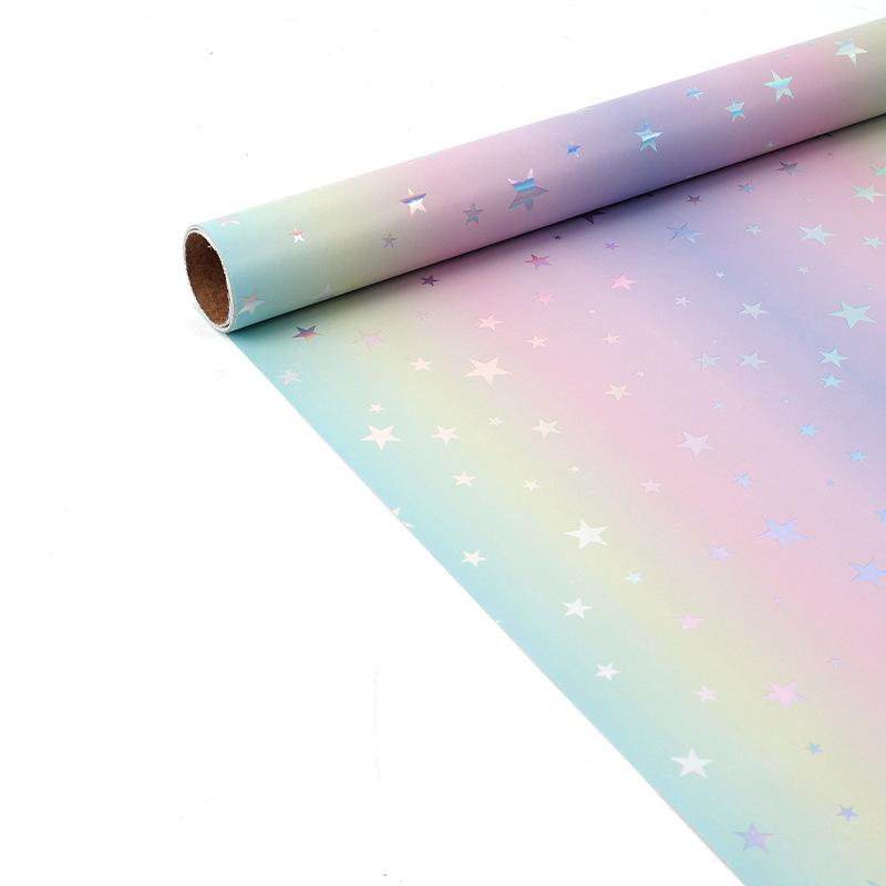 300x43cm Farbverlauf Geschenkpapier Schimmernd Regenbogenpunkte Blumenstrauß Verpackung Geburtstagsparty Dekoration Papier