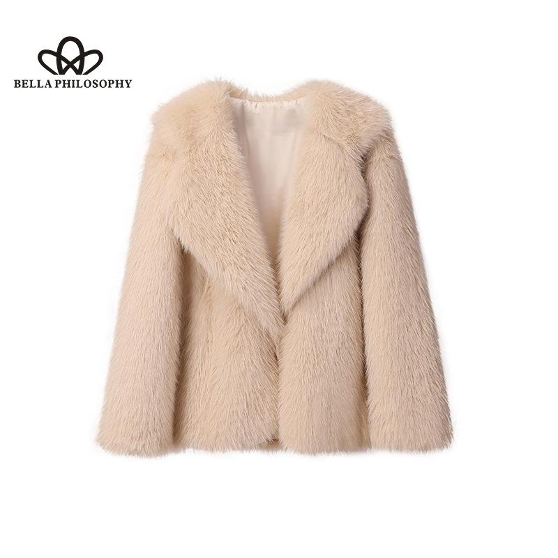 New Lapel Fur Coat Women's Faux Fur Jacket Loose Medium-length Coat Faux Fur High Quality Women's Coat