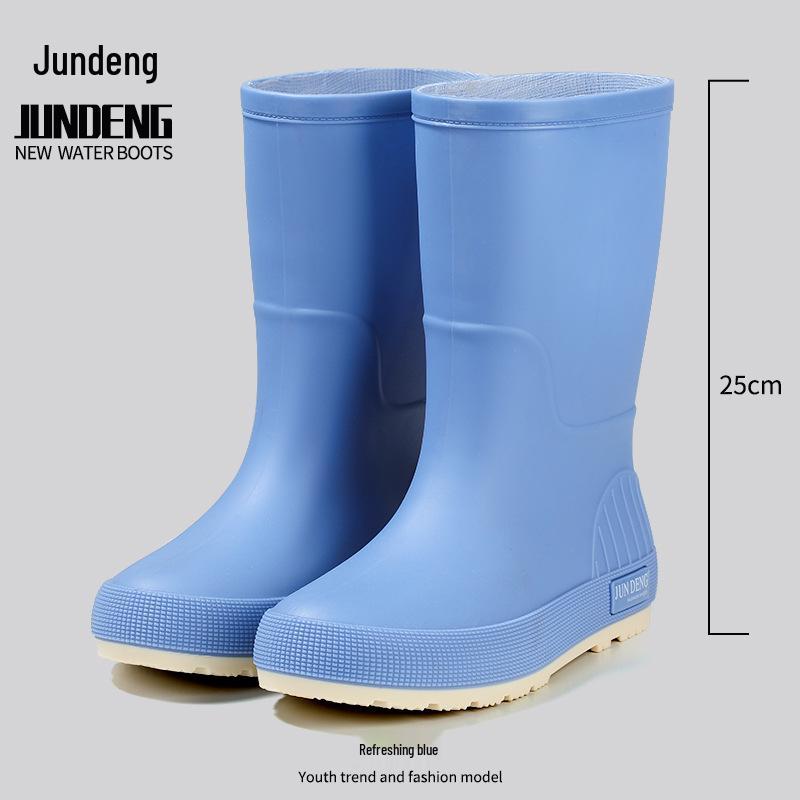 Women's Mid-Calf Waterproof Fashion Rain Boots - Non-slip, Wear-resistant, Solid Color Outdoor Water Shoes