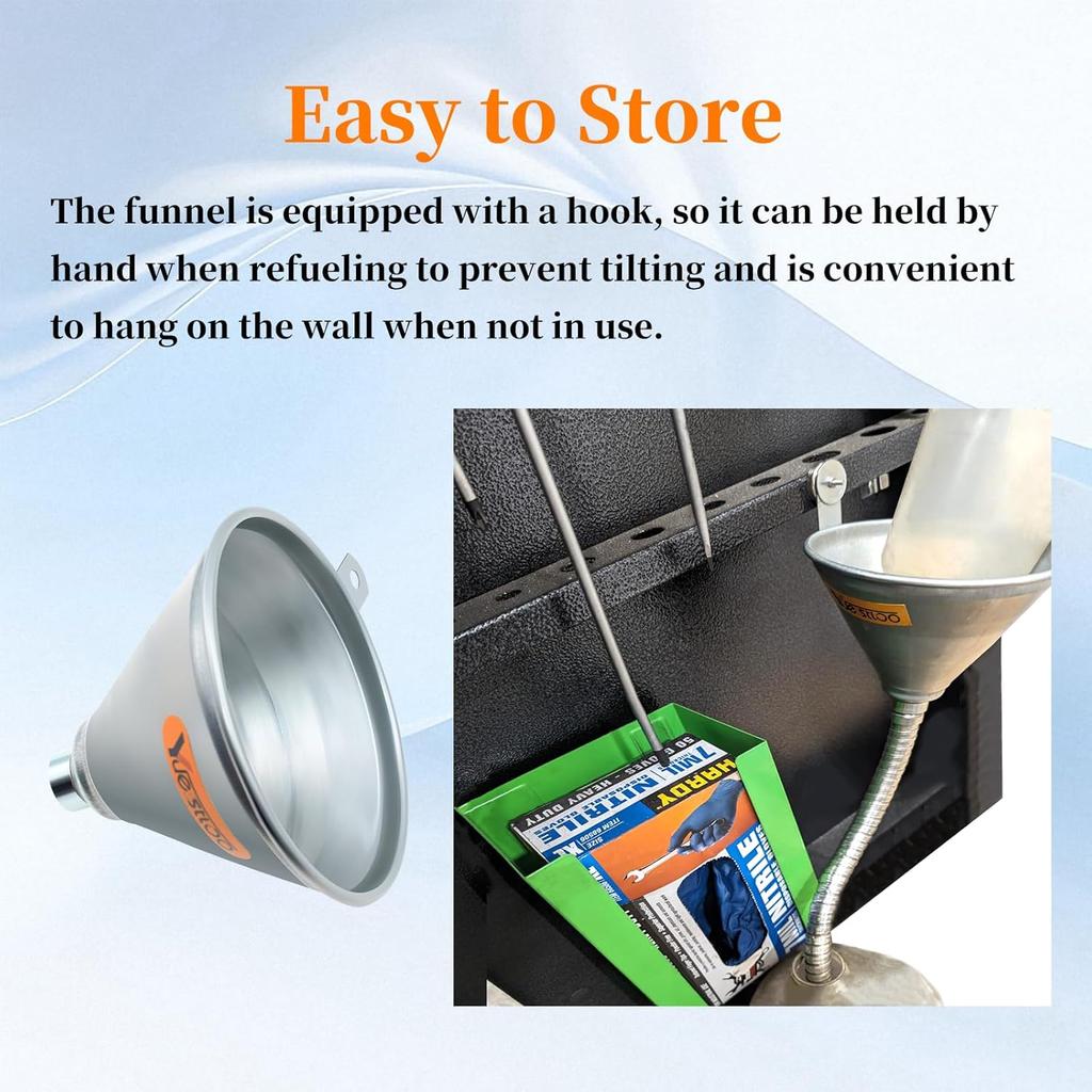 24.4" Steel Bendable Spout Funnel With Filter For All Automotive Oils, Metal Flexible Long Funnels For Automotive Use For Transmission Fluid, Diesel