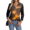 Women's Casual Fashionable Sexy Comfortable V-Neck Christmas Three-Quarter Sleeve Top