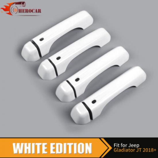 4PCS White Exterior Door Handle Cover Trim for Jeep Wrangler Gladiator JT 2018+